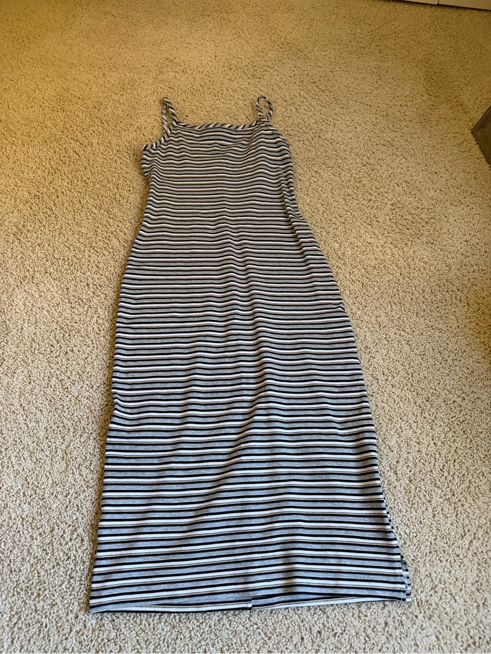 Striped Black & White Bodycon Maxi Dress